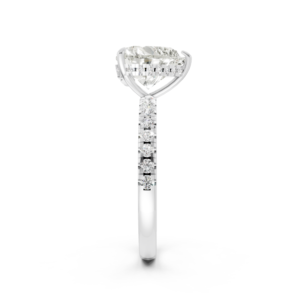 Heart Cut Hidden Halo Pave Set Ring