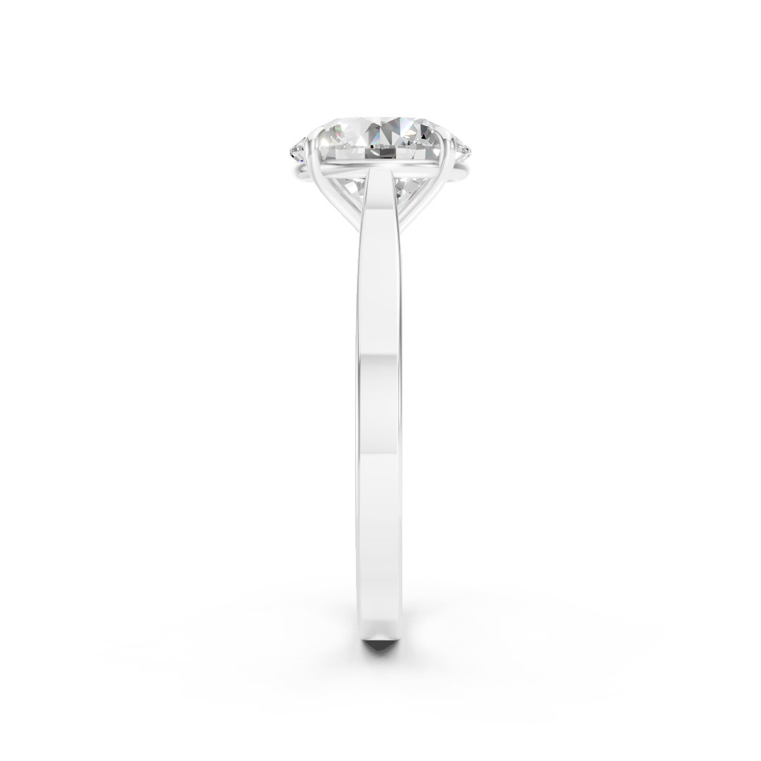 Round Solitaire Cathedral Shank Ring