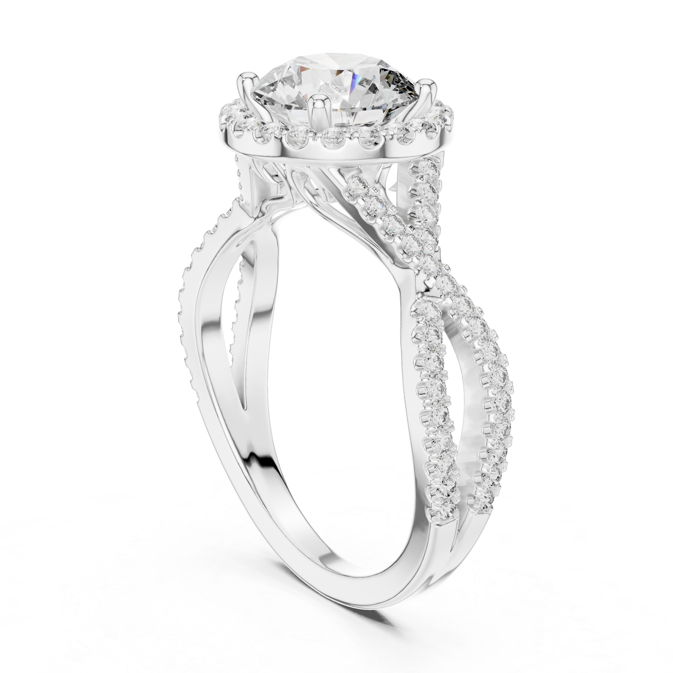 Round Twisted Pave Diamond Ring