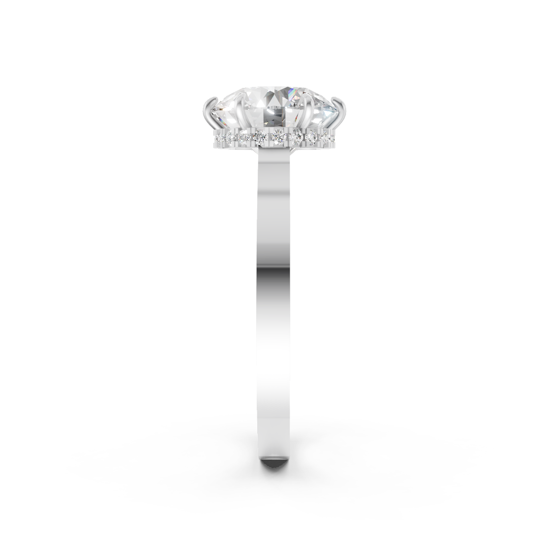 Round Solitaire Diamond Hidden Halo Ring