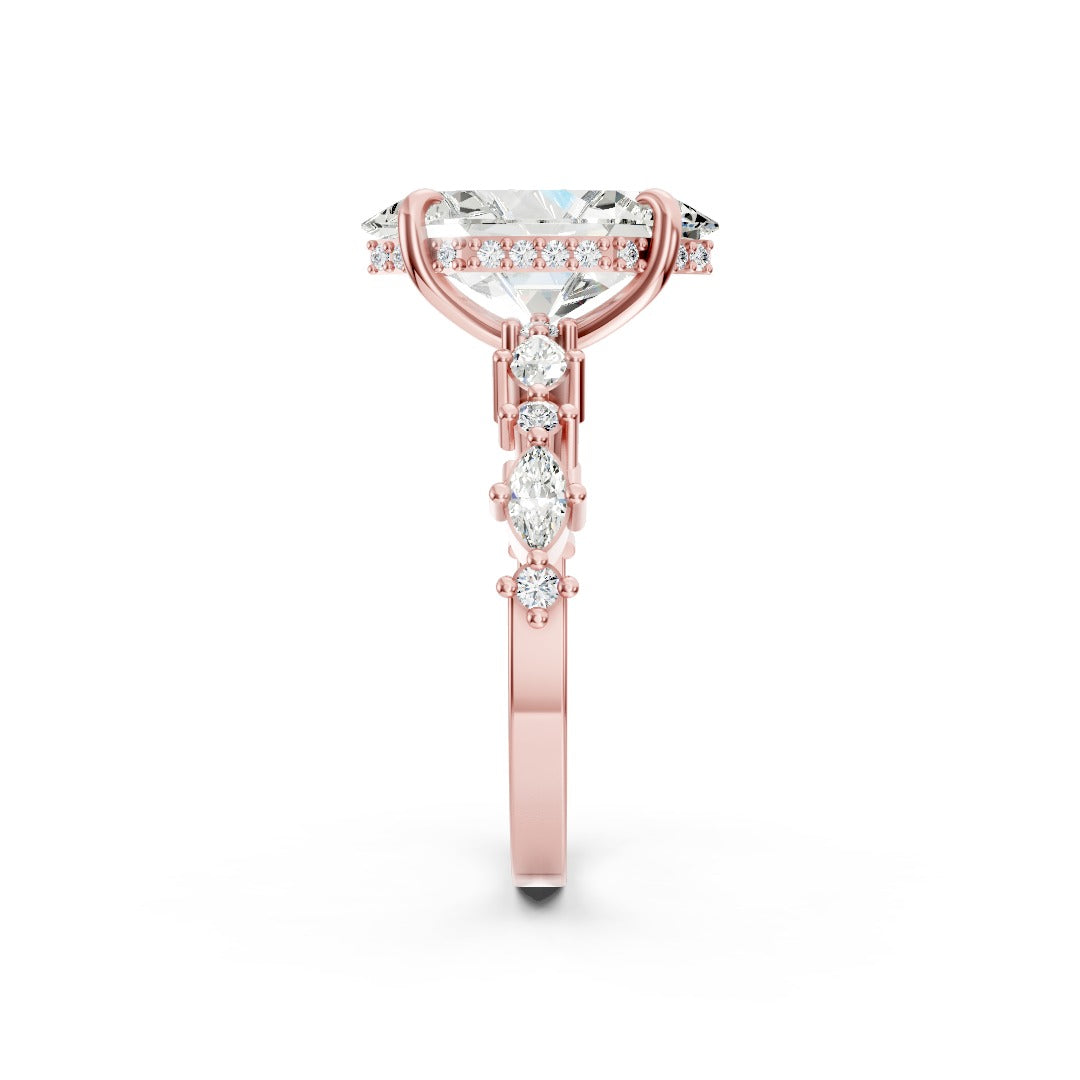 Dutch Marquise Diamond Halo Engagement Ring