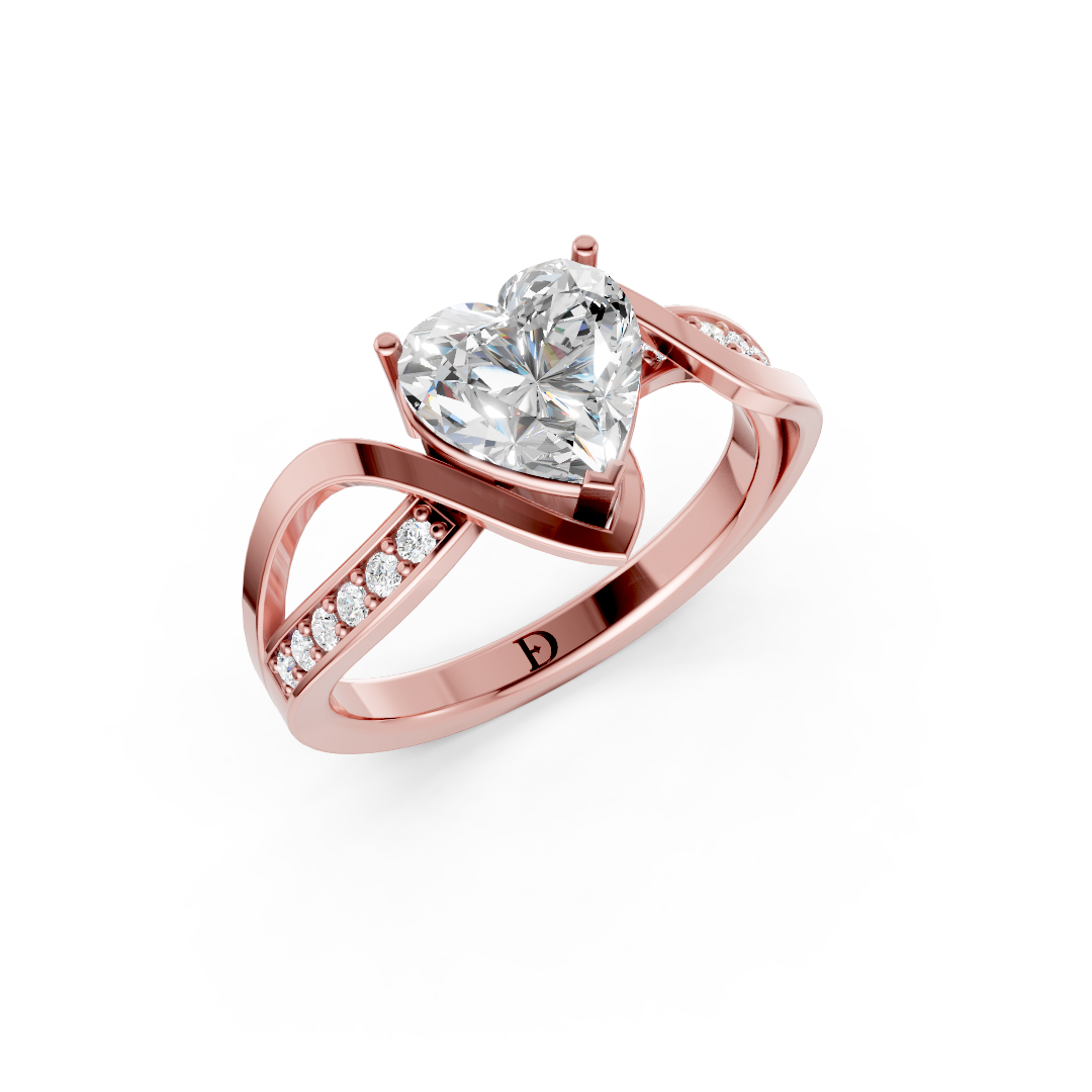 Heart Cut Diamond Bypass With Ribbon Wrap Set Ring