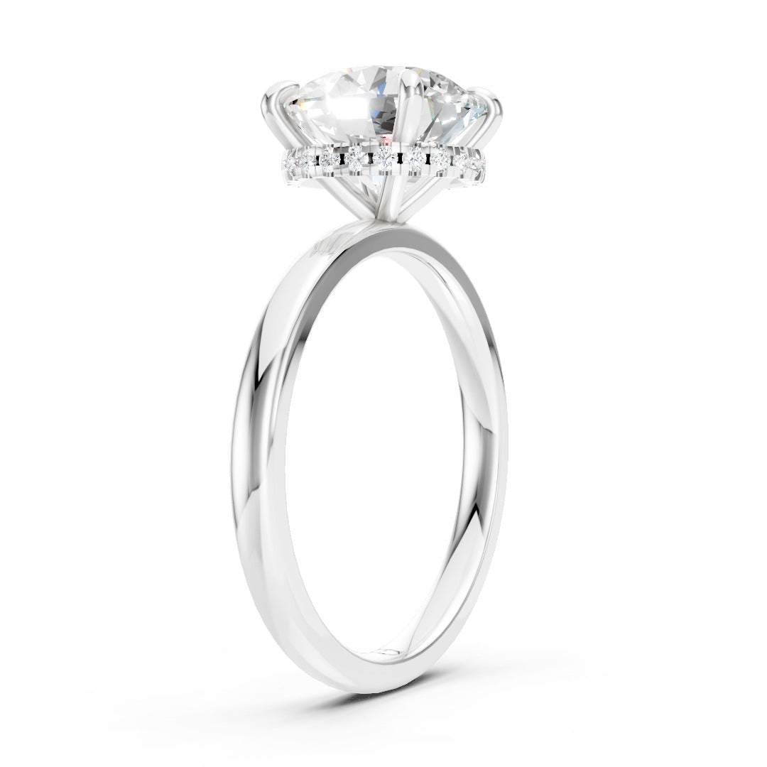 Hidden Halo Round Cut Diamond Engagement Ring