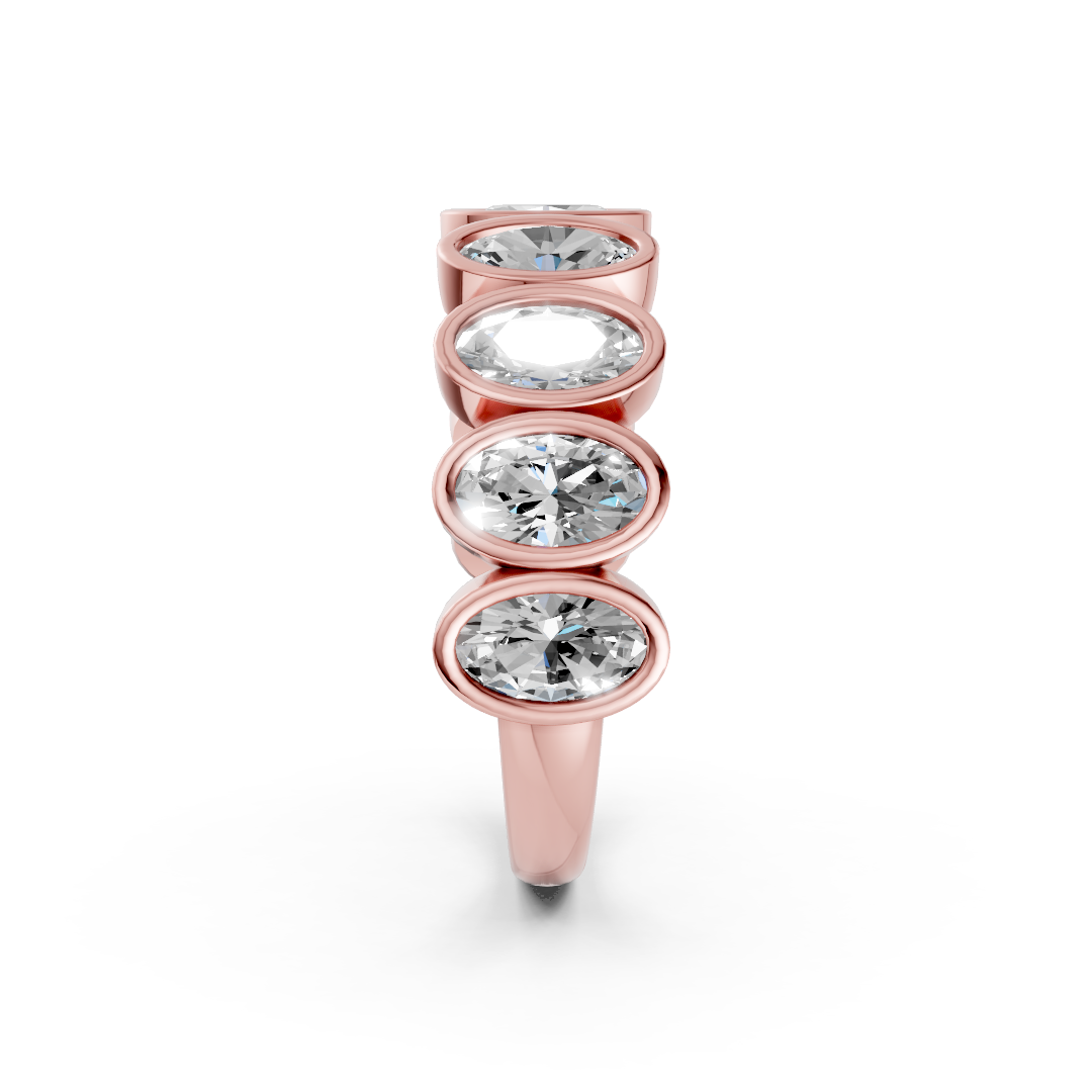 Bezel Set Oval Diamond Half Eternity Band