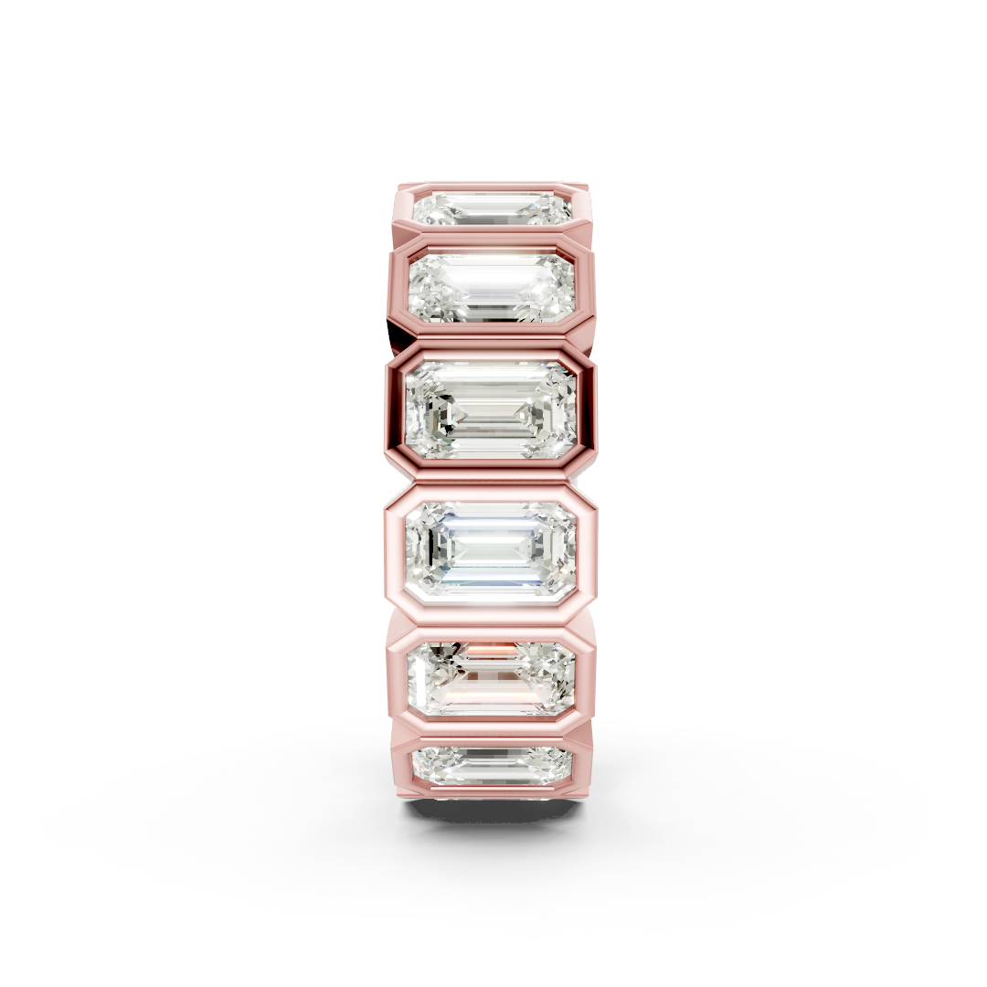 Emerald Diamond Bezel Set Eternity Band