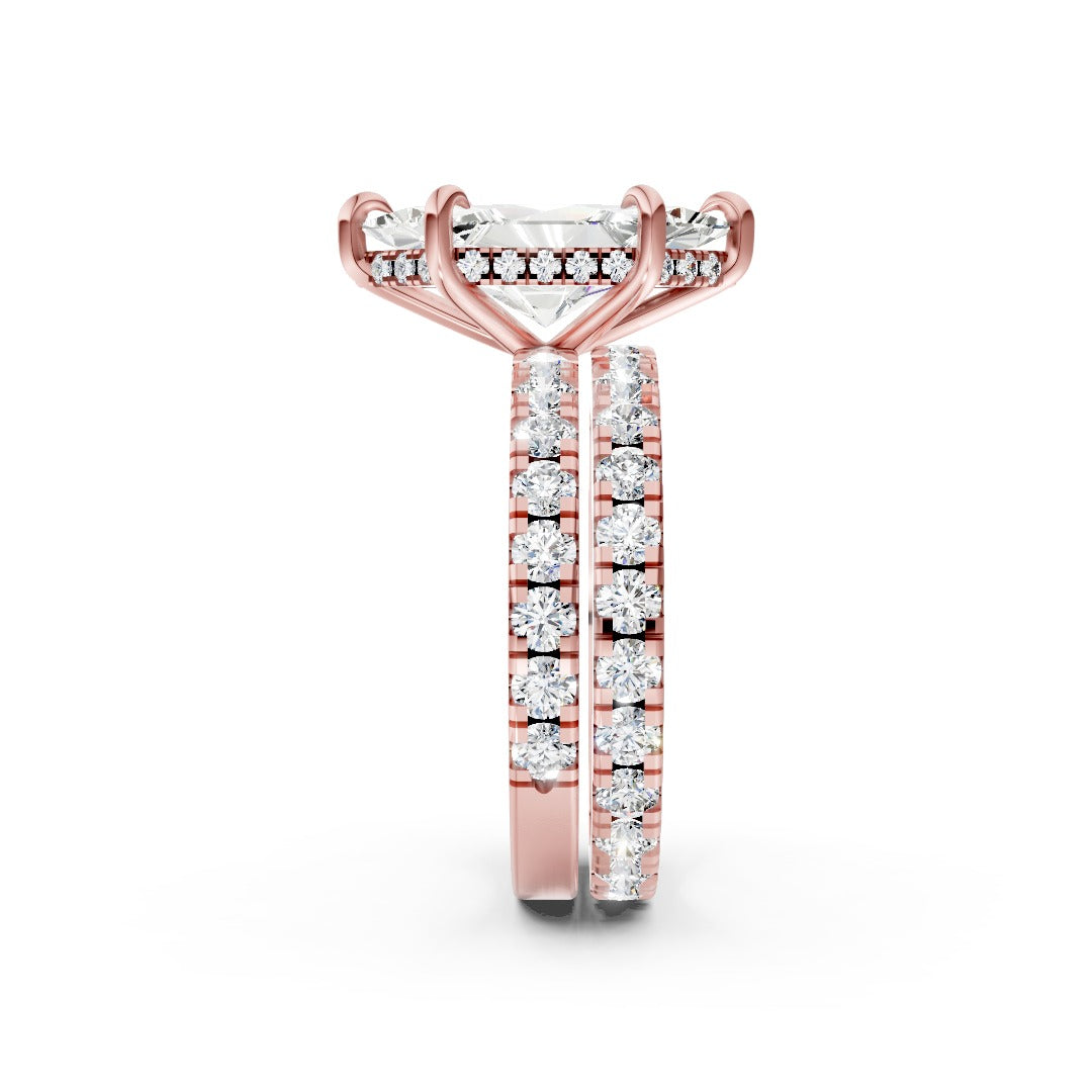 Dutch Marquise Lab Cut Double Diamond Pave Ring