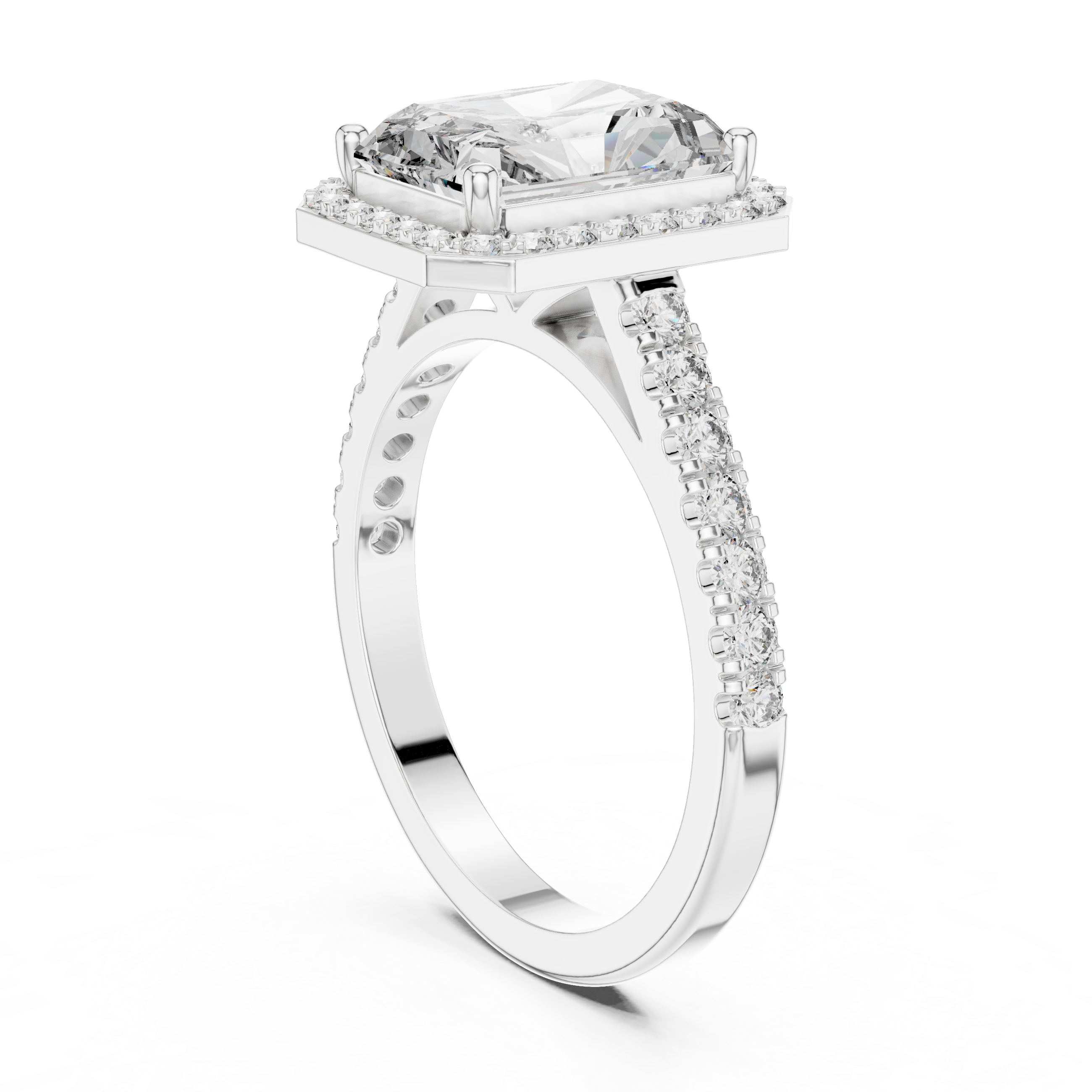 Radiant Diamond Halo Engagement Ring