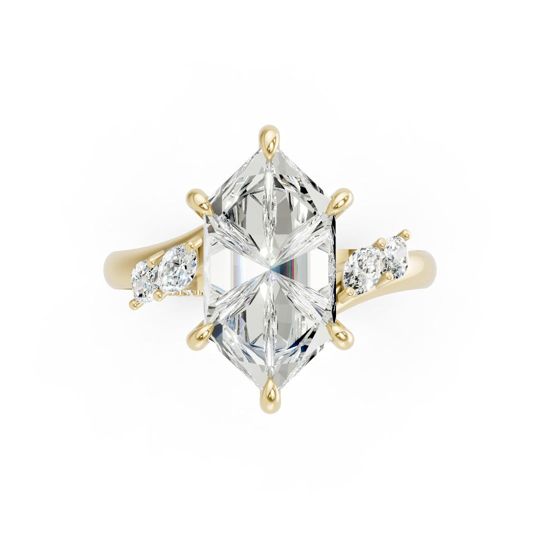 Dutch Marquise Cut Lab Grown Diamond Hidden Halo Split Shank Ring