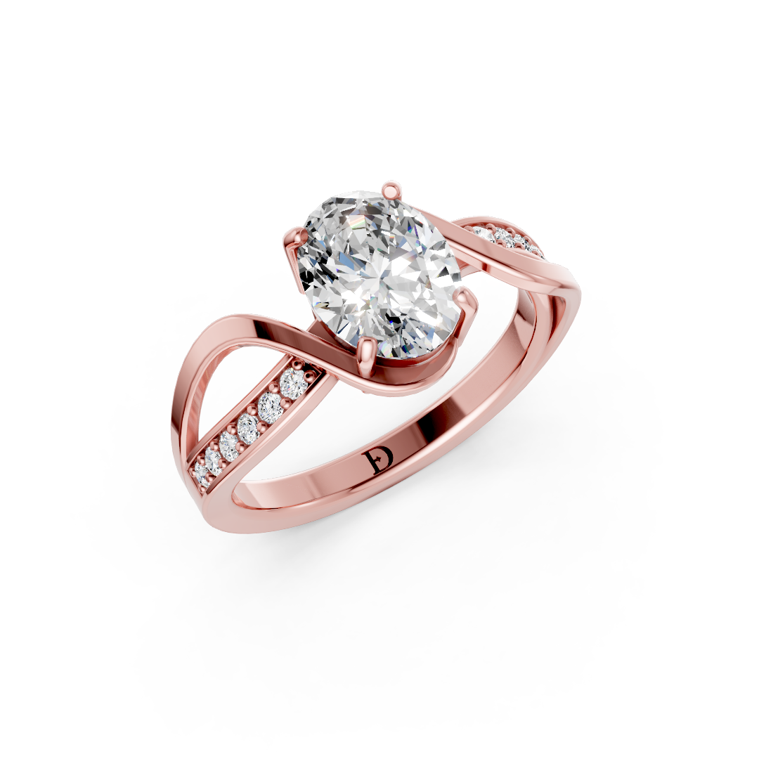 Oval Cut Diamond Bypass With Ribbon Wrap Set Ring