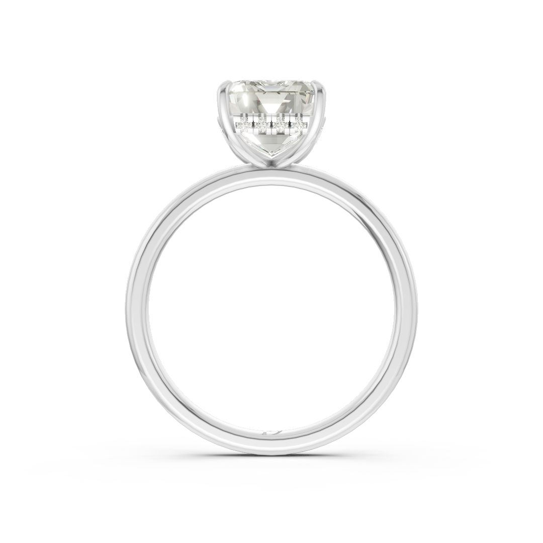 Emerald Diamond Hidden Halo Ring