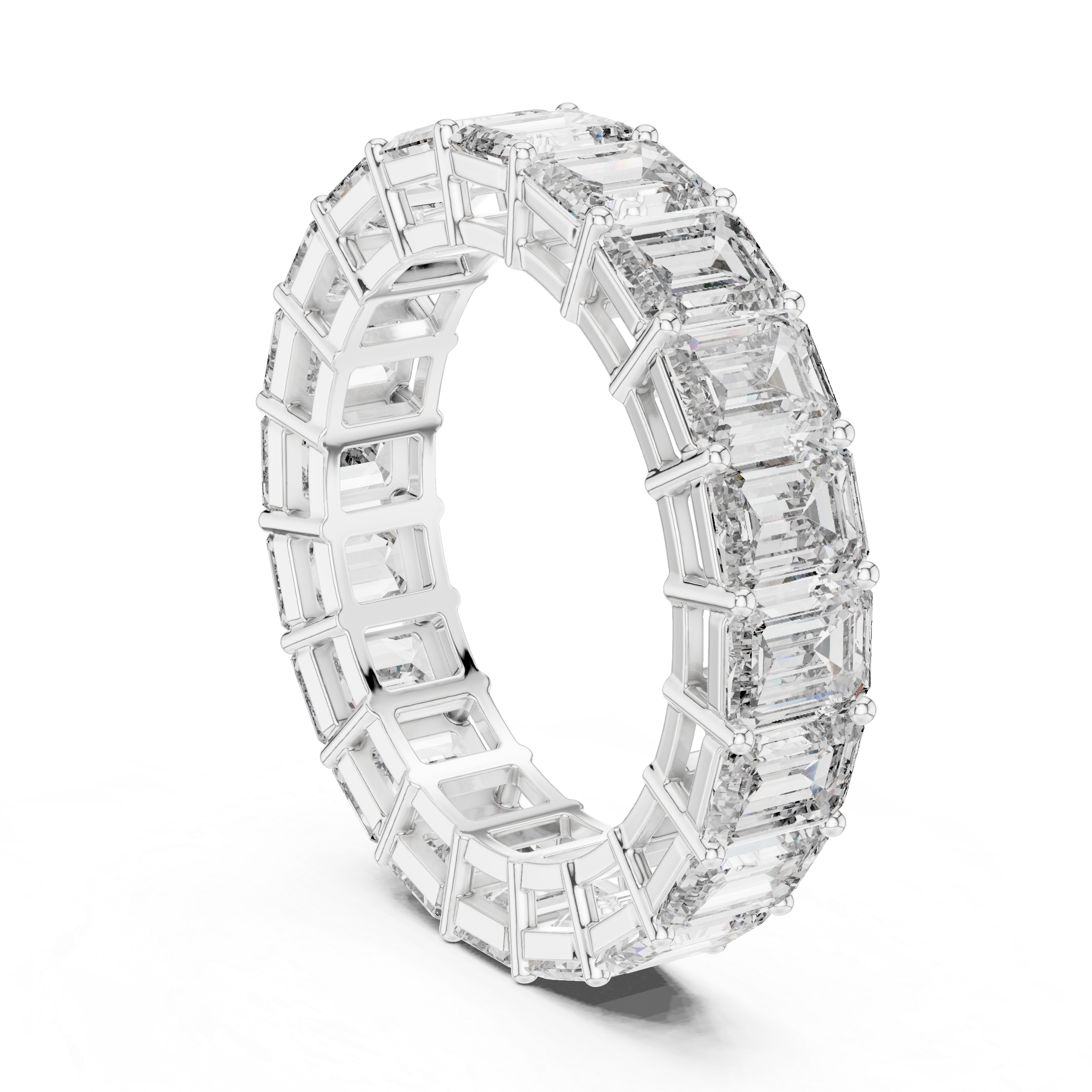 Emerald Cut Shared Prong band