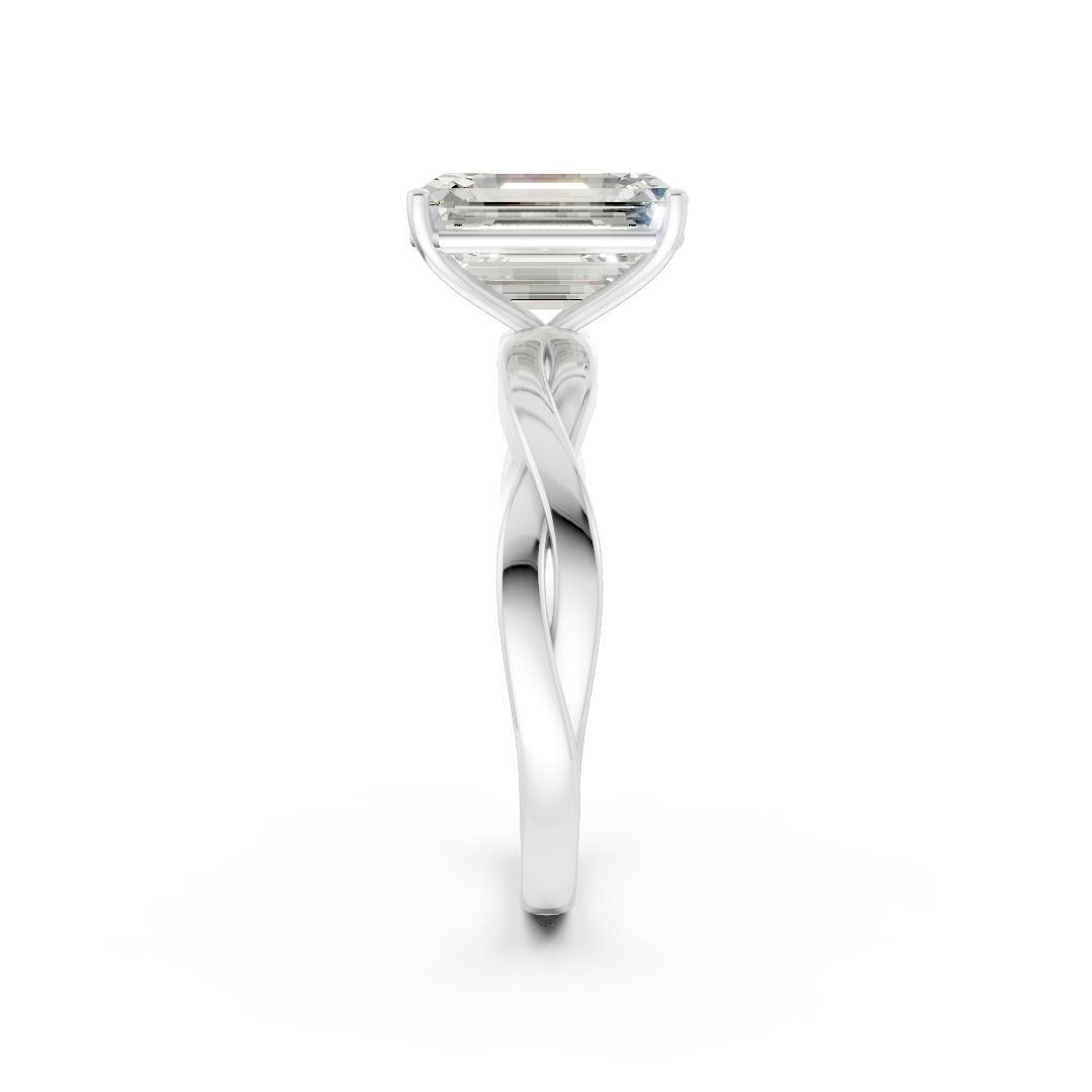Emerald Cut Diamond Crisscross Ring