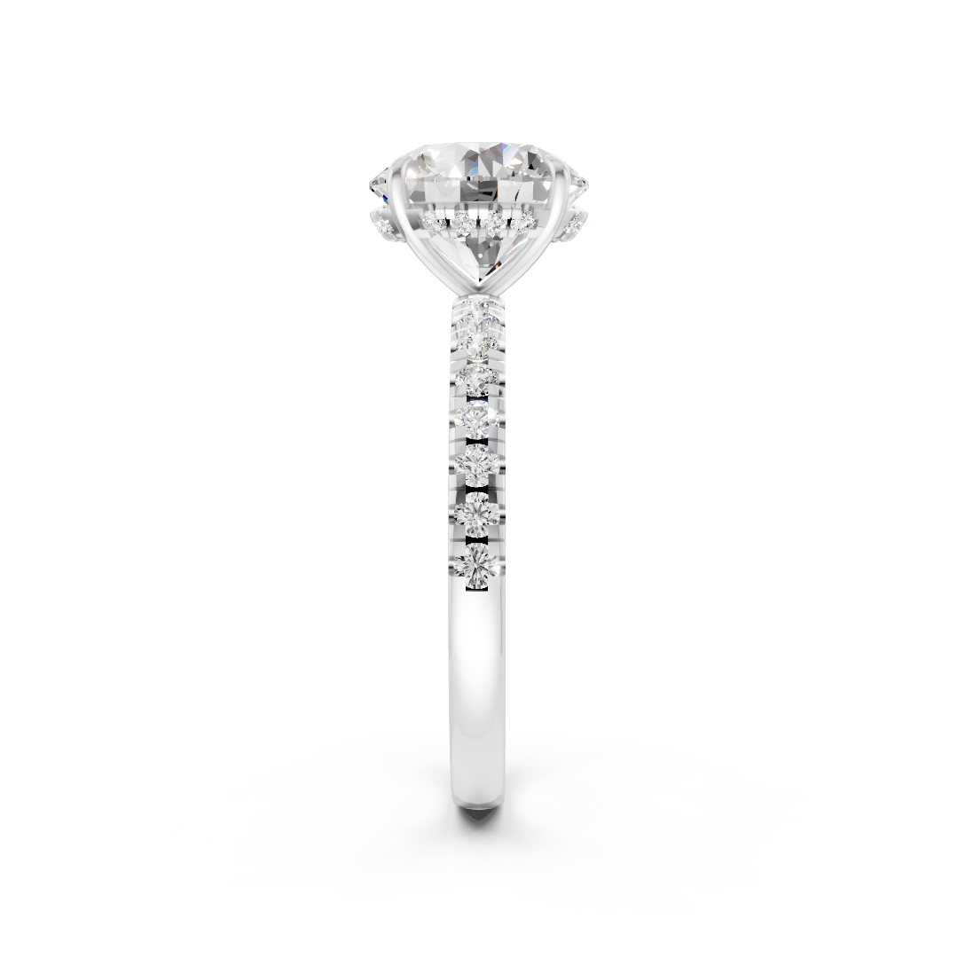 Round Cut Hidden Halo Pave Set Ring