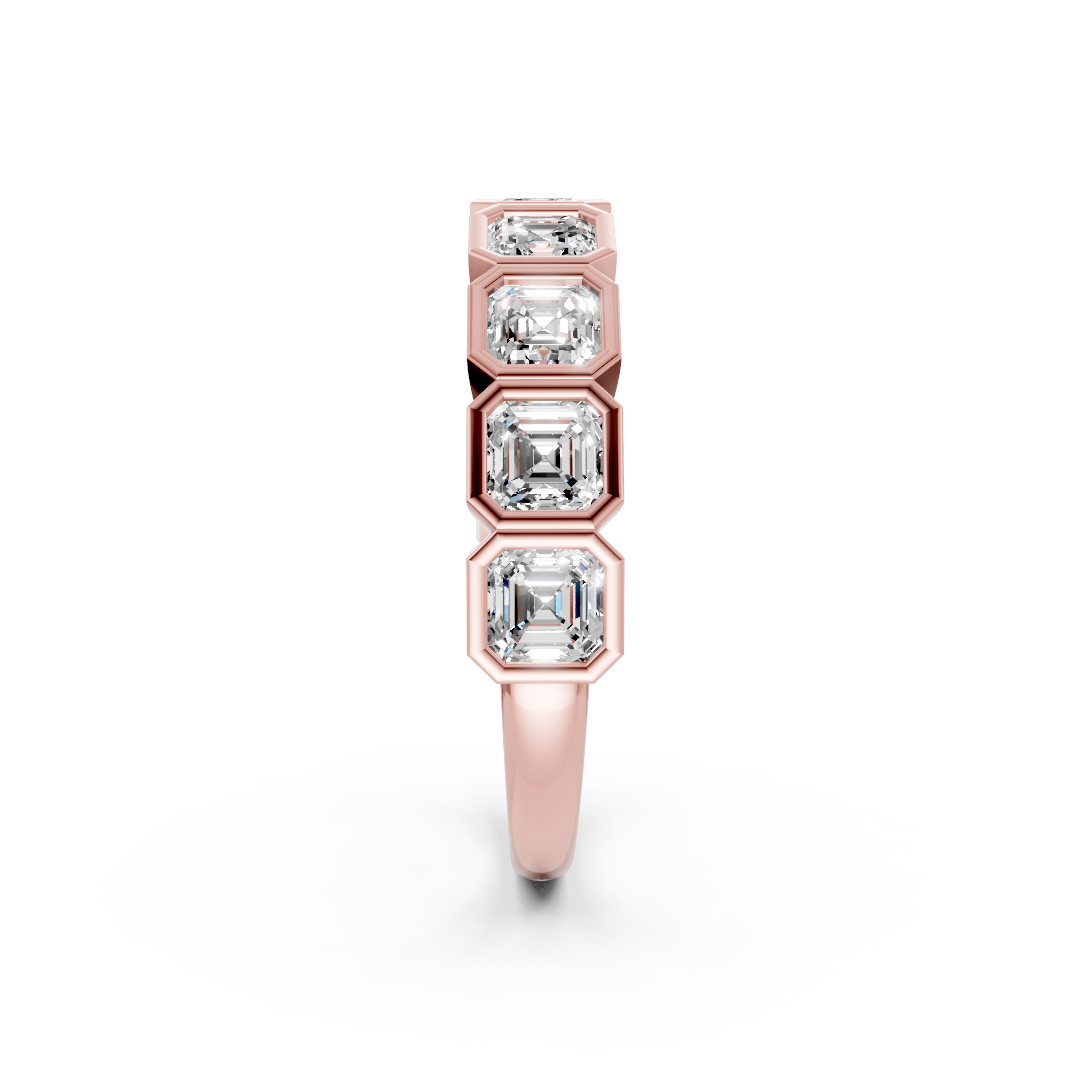 Bezel Set Asscher Diamond Half Eternity Band