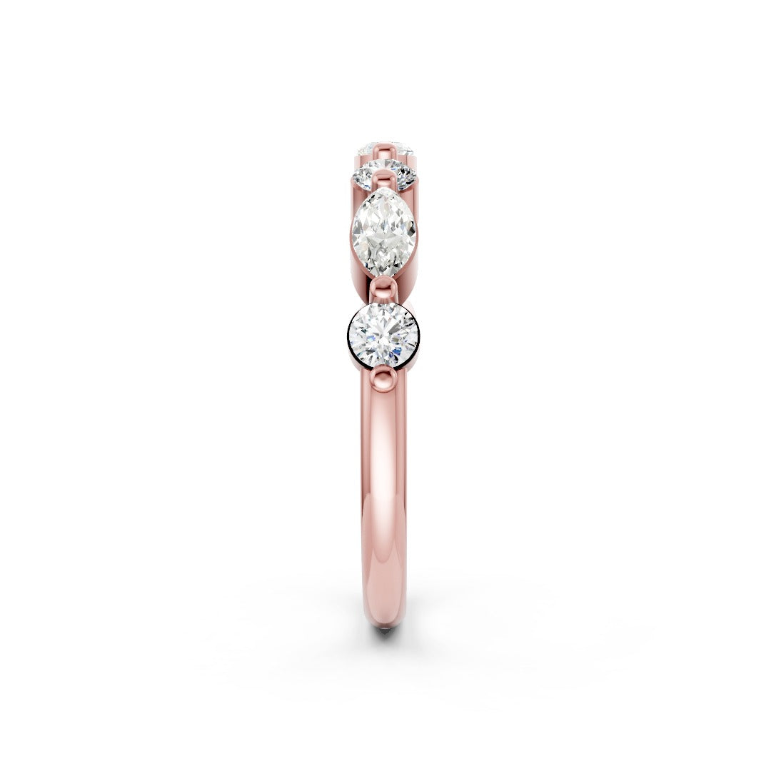 Marquise & Round Diamond Mixed Cut Wedding Band