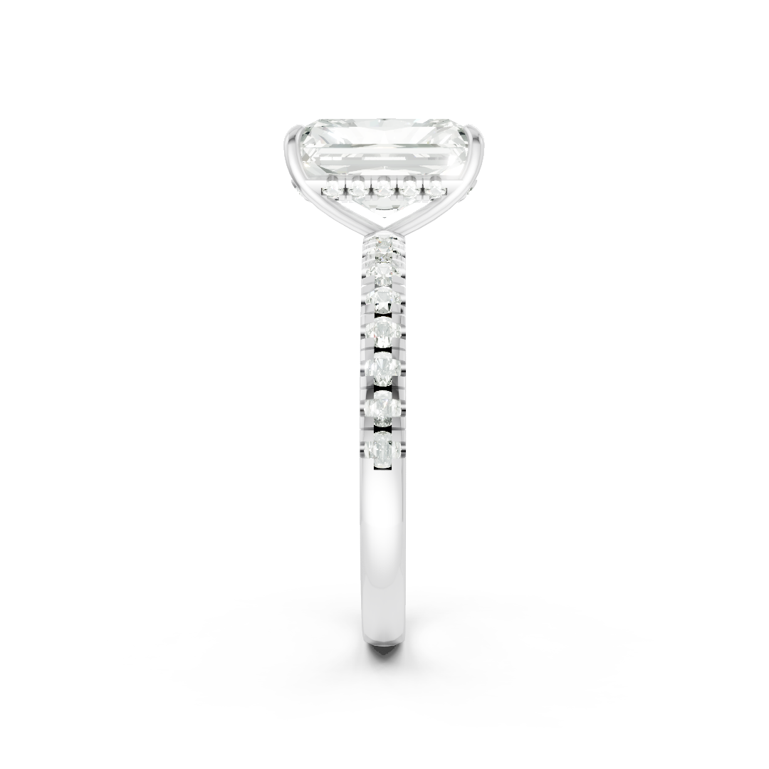 Radiant Cut Hidden Halo Pave Set Ring