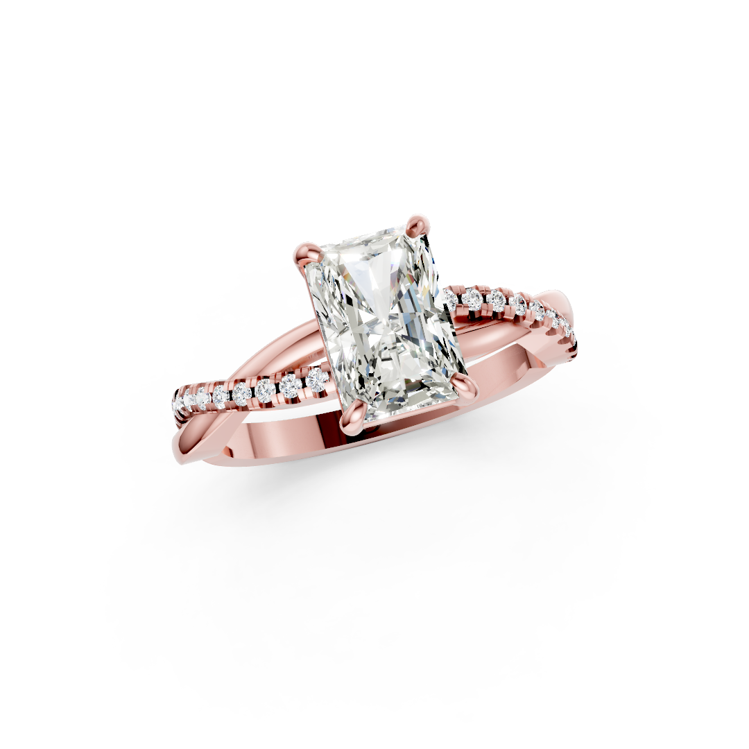 Radiant Cut Diamond Twisted Infinity Ring With Half-Pavé Shank