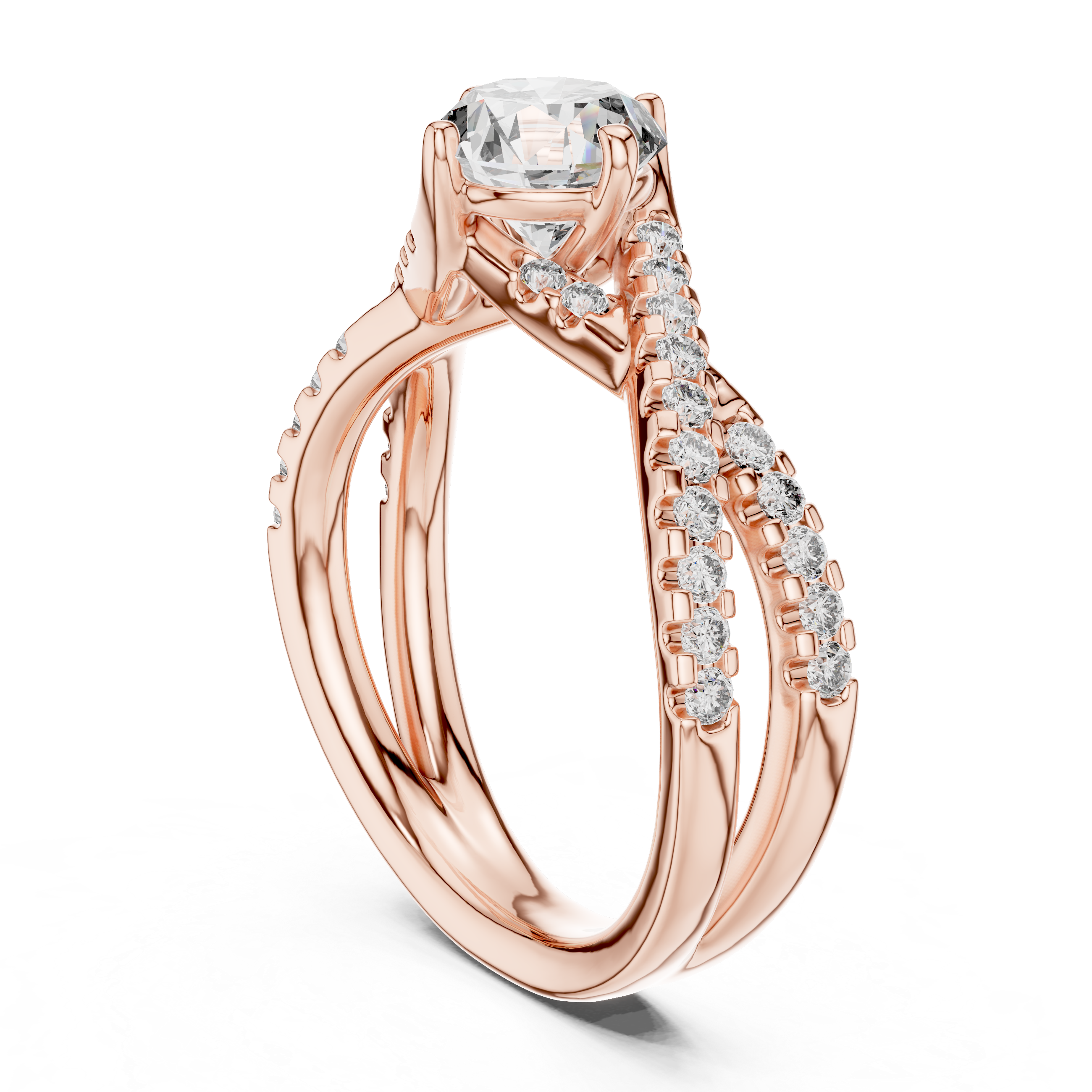 Round Brilliant Cut Diamond Twisted Anniversary Ring