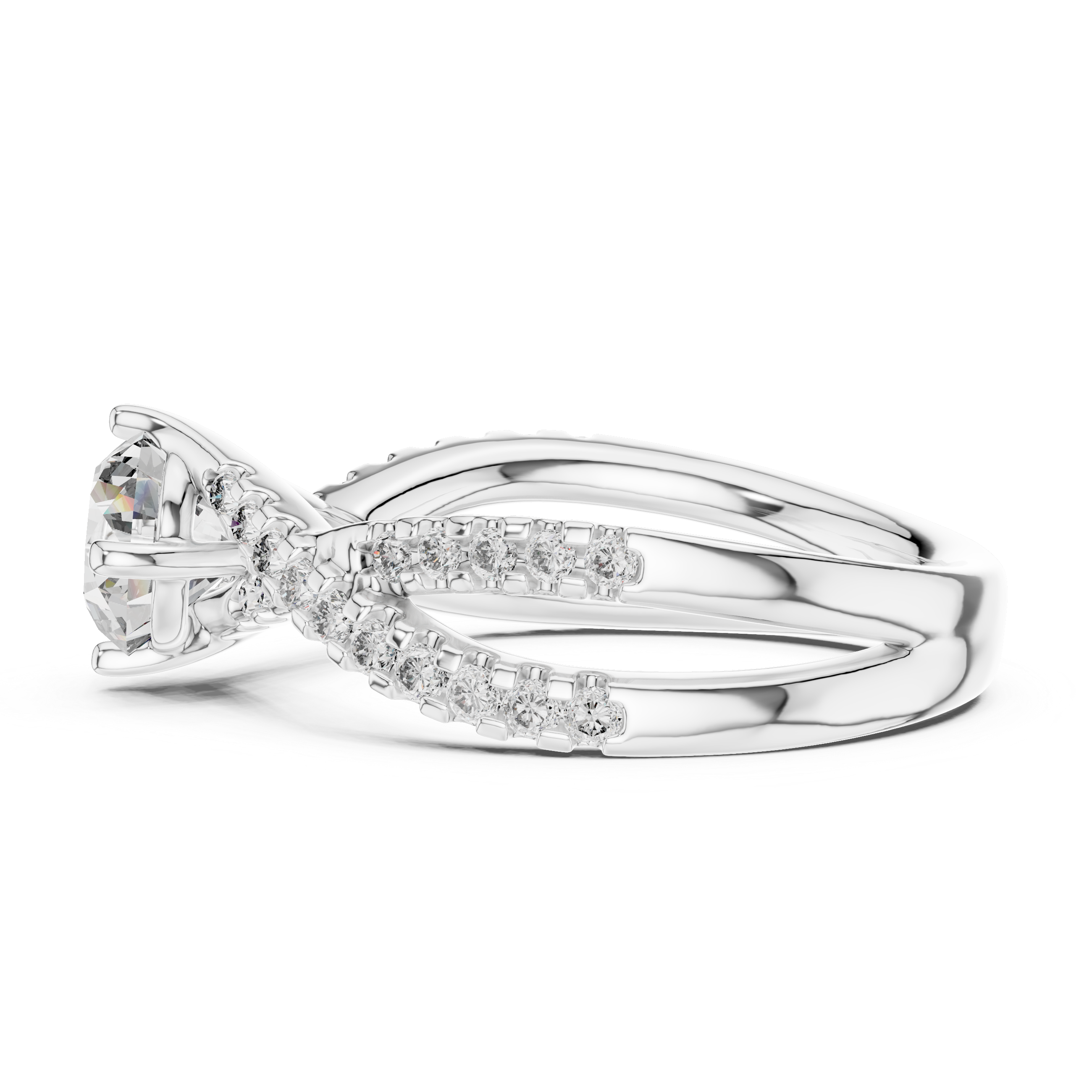 Round Brilliant Cut Diamond Twisted Anniversary Ring