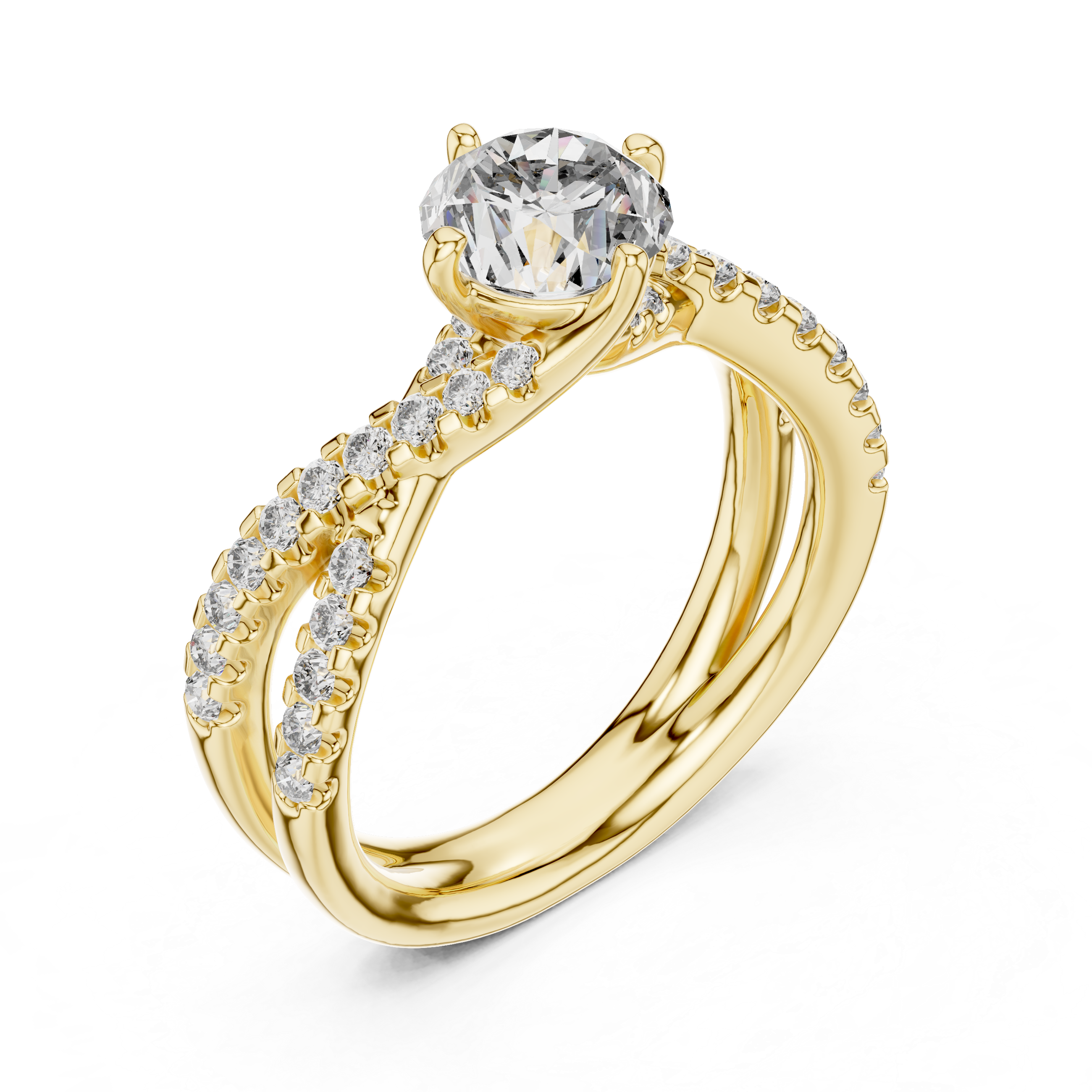 Round Brilliant Cut Diamond Twisted Anniversary Ring