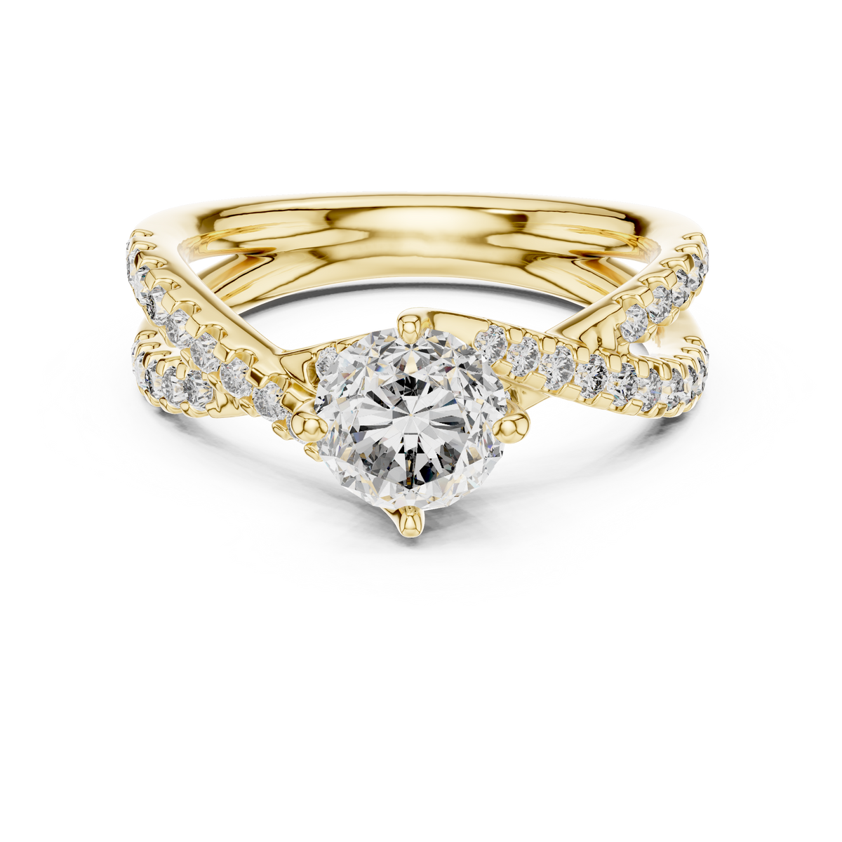Round Brilliant Cut Diamond Twisted Anniversary Ring