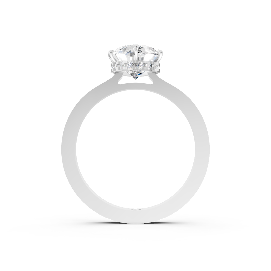 Pear Solitaire Diamond Hidden Halo Ring