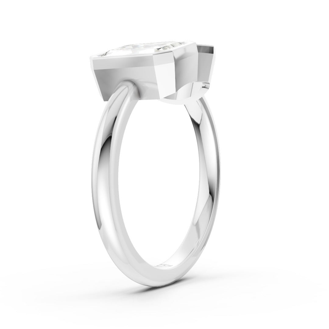 Toi at Moi Bezel Set Pear and Emerald Cut Diamond Anniversary Ring