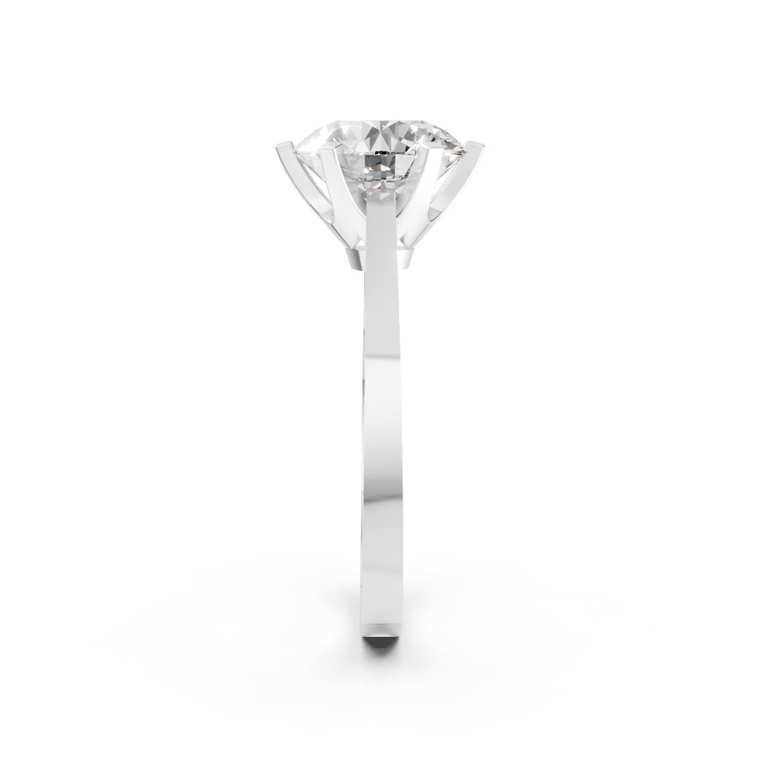 Round Cut Six Prong Cathedral Ring