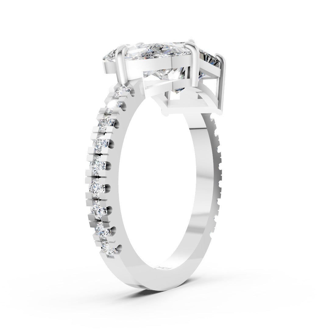 You And Me Princess And Pear Diamond Ring