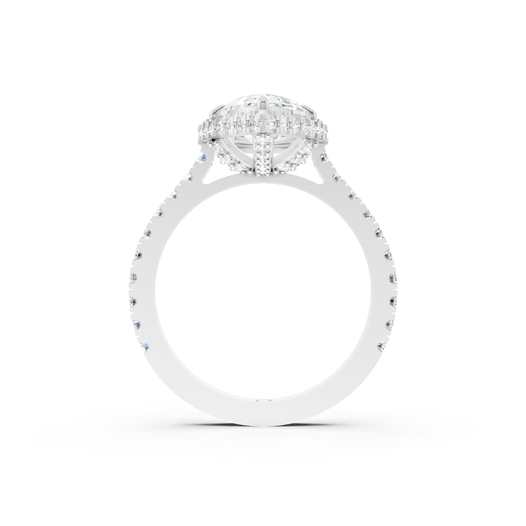 Marquise Diamond Halo Pave Set Ring