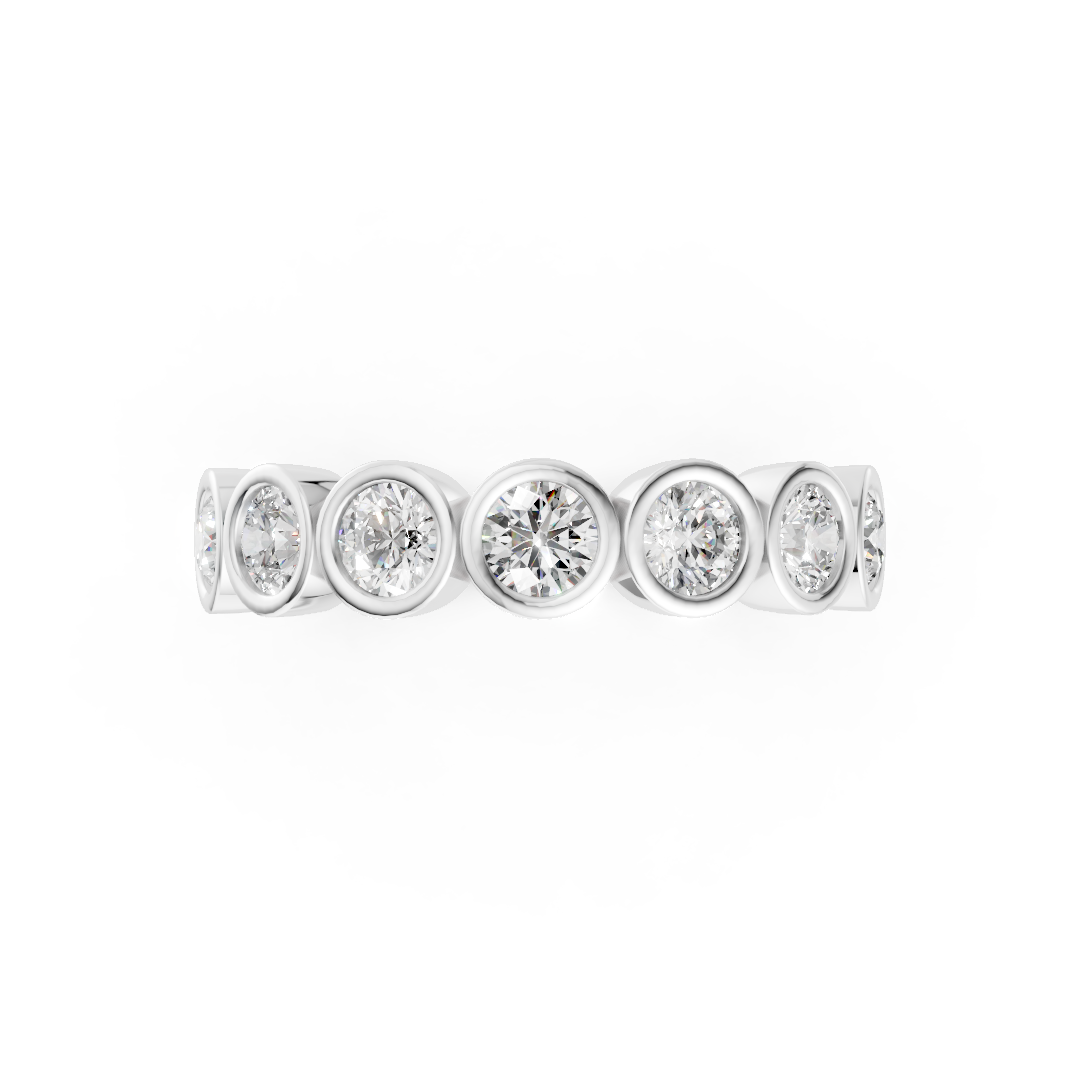 Bezel Set Round Diamond Half Eternity Band