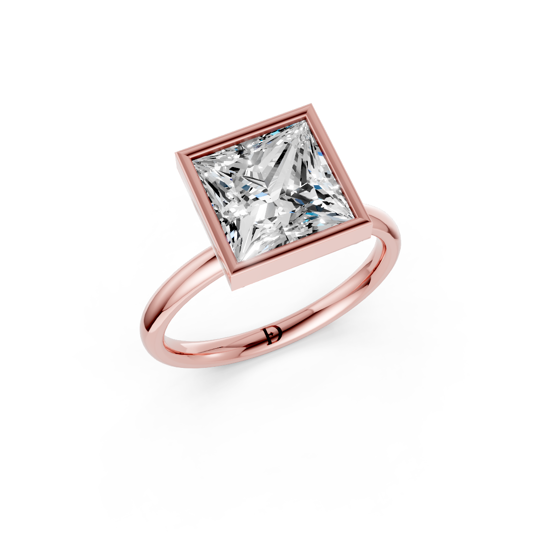 Princess Solitaire Bezel Ring