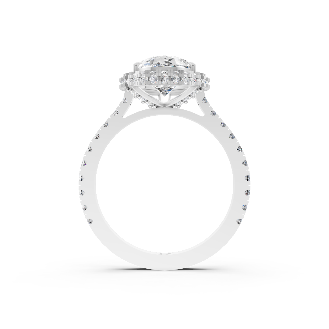 Pear Diamond Halo Pave Set Ring