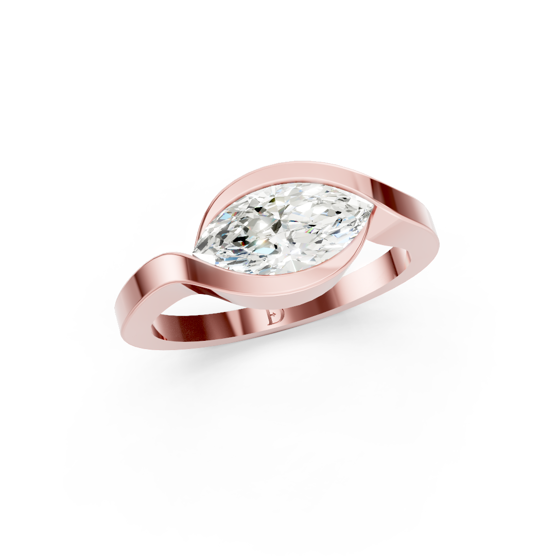 Marquise Cut Diamond Bypass Bezel Engagement Ring