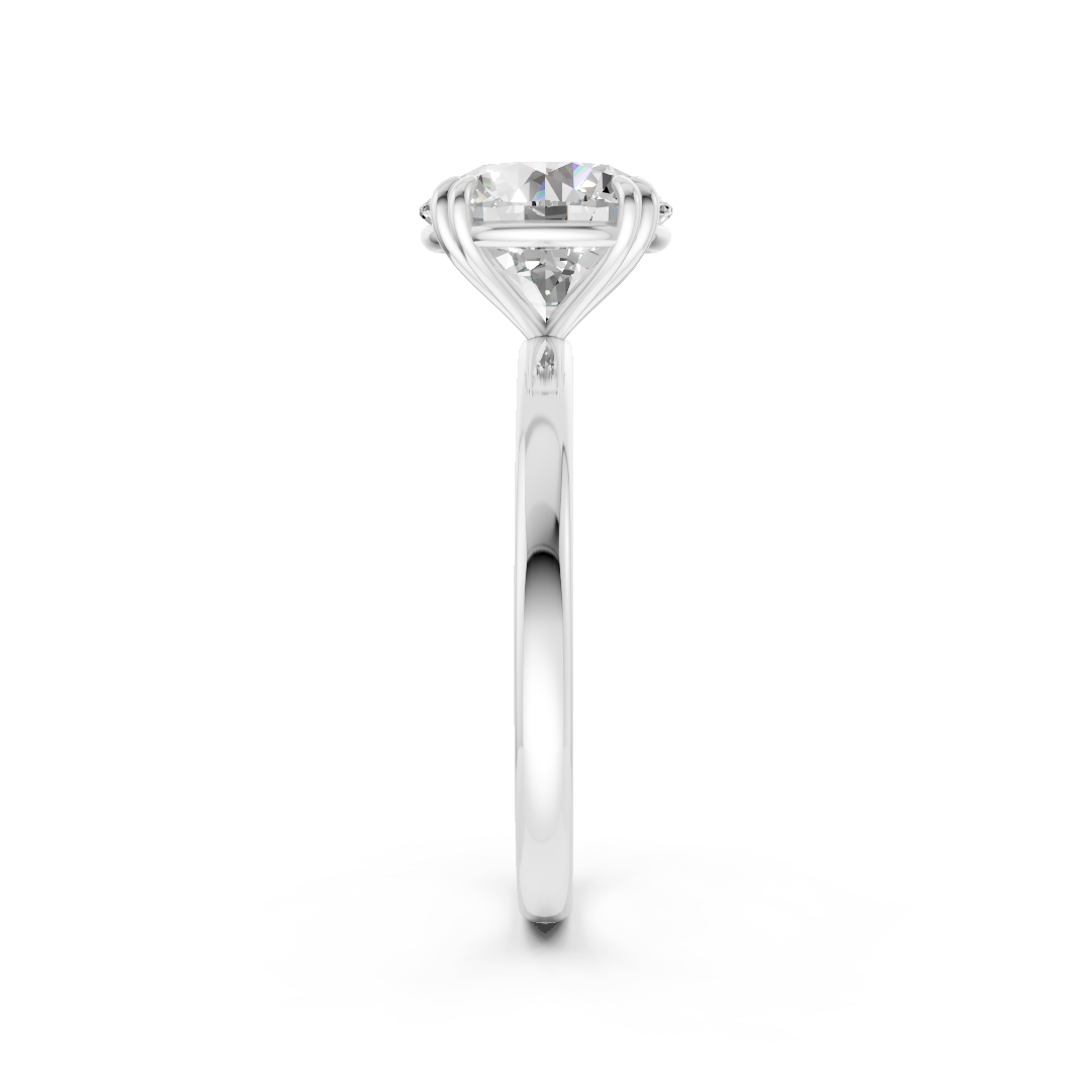 Double Prong Round Solitaire Ring