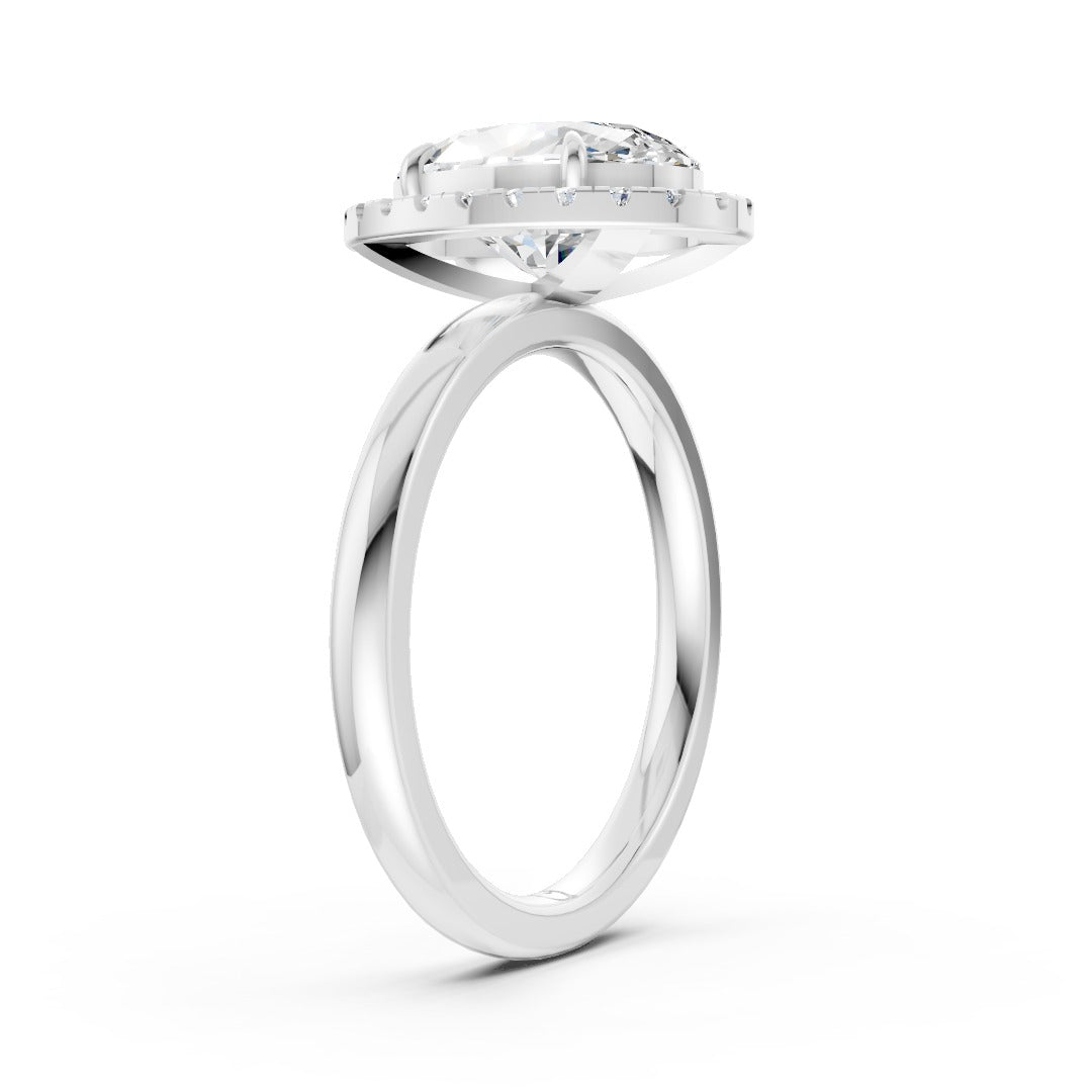 Oval Cut Lab Created Diamond Halo Anniversary Ring