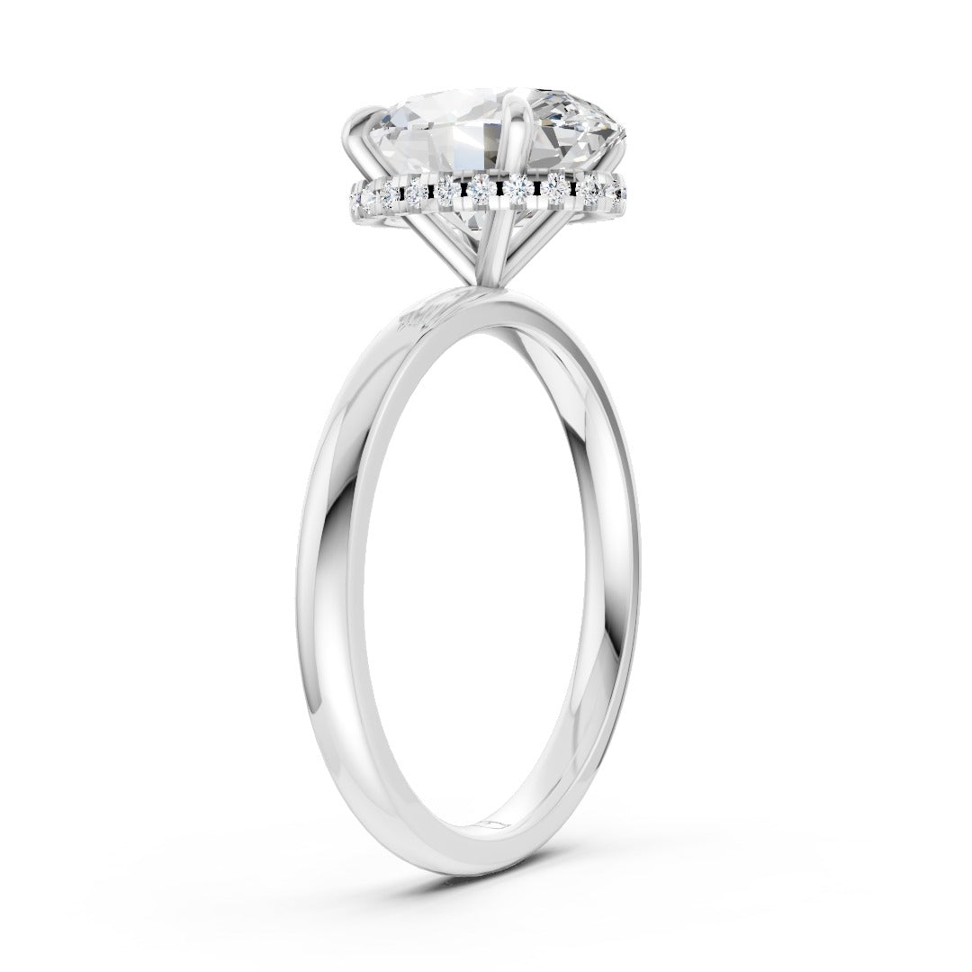 Hidden Halo Oval Cut Diamond Engagement Ring