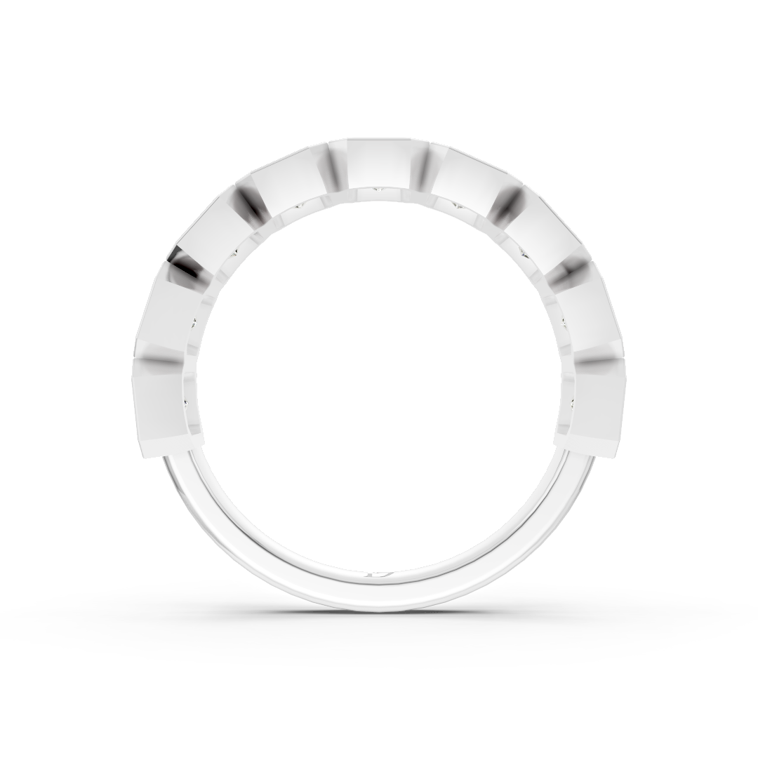 Bezel Set Emerald Diamond Half Eternity Band