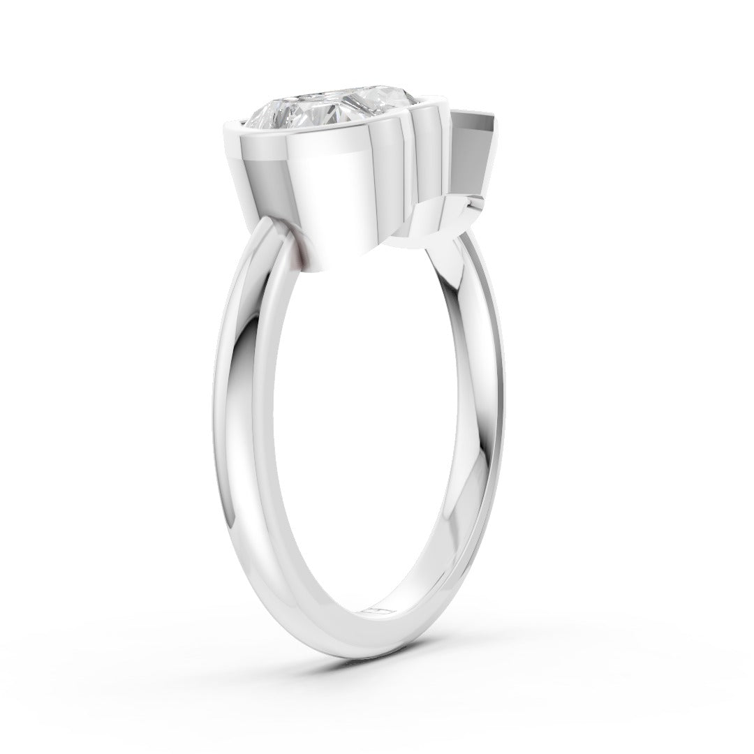 Toi at Moi Bezel Set Pear And Heart Cut Diamond Anniversary Ring