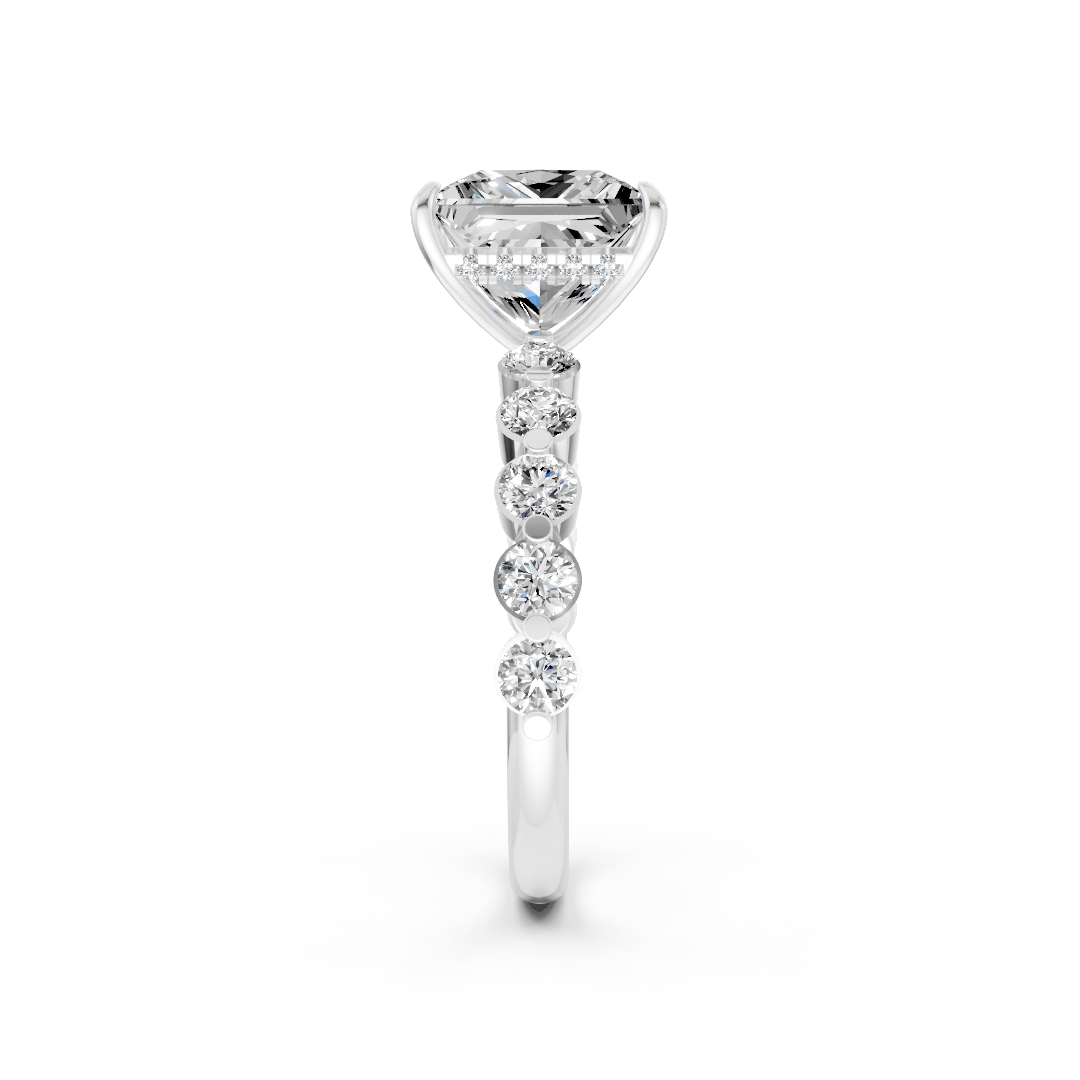 Princess Diamond Shared Prong Engagement Ring