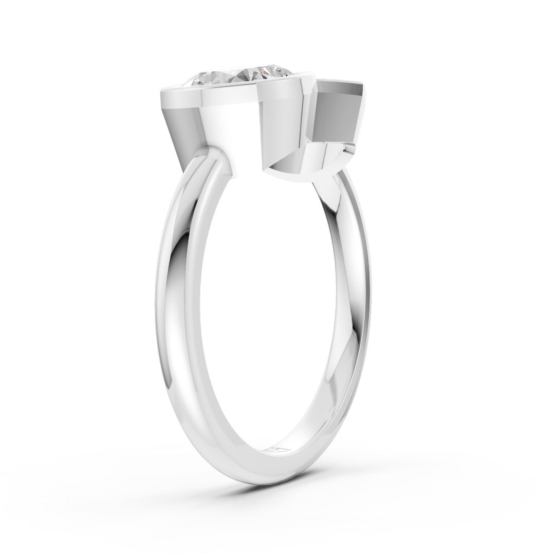 Toi at Moi Bezel Set Pear and Cushion Cut Diamond Anniversary Ring