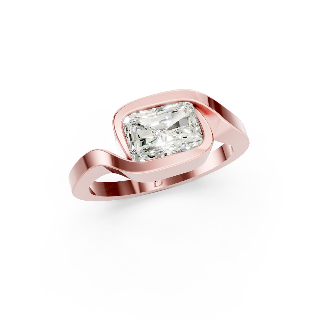 Radiant Cut Diamond Bypass Bezel Engagement Ring