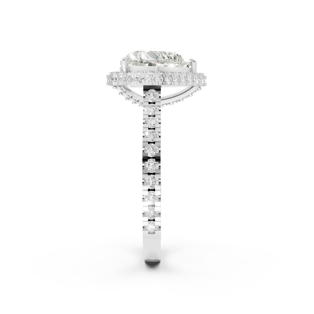 Heart Diamond Halo Pave Set Ring