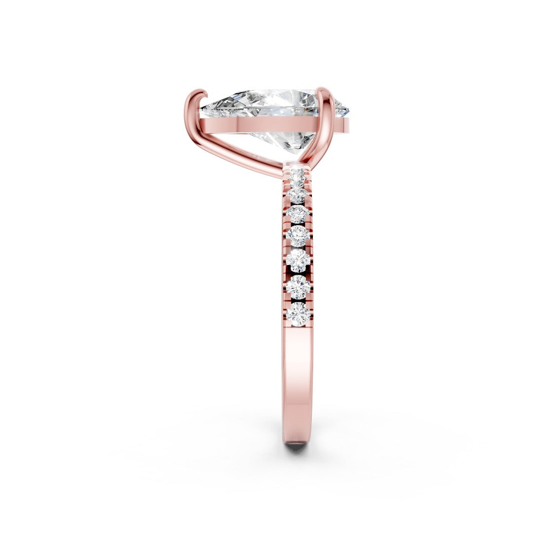 Pear Shaped Lab Grown Diamond Halo Pave Ring