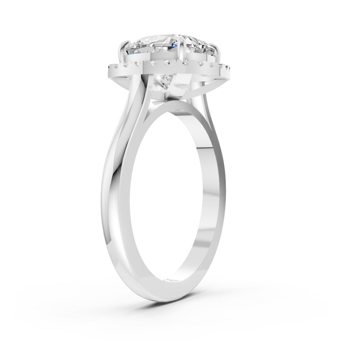 Cushion Brilliant Cut Halo Diamond Cathedral Shank Ring