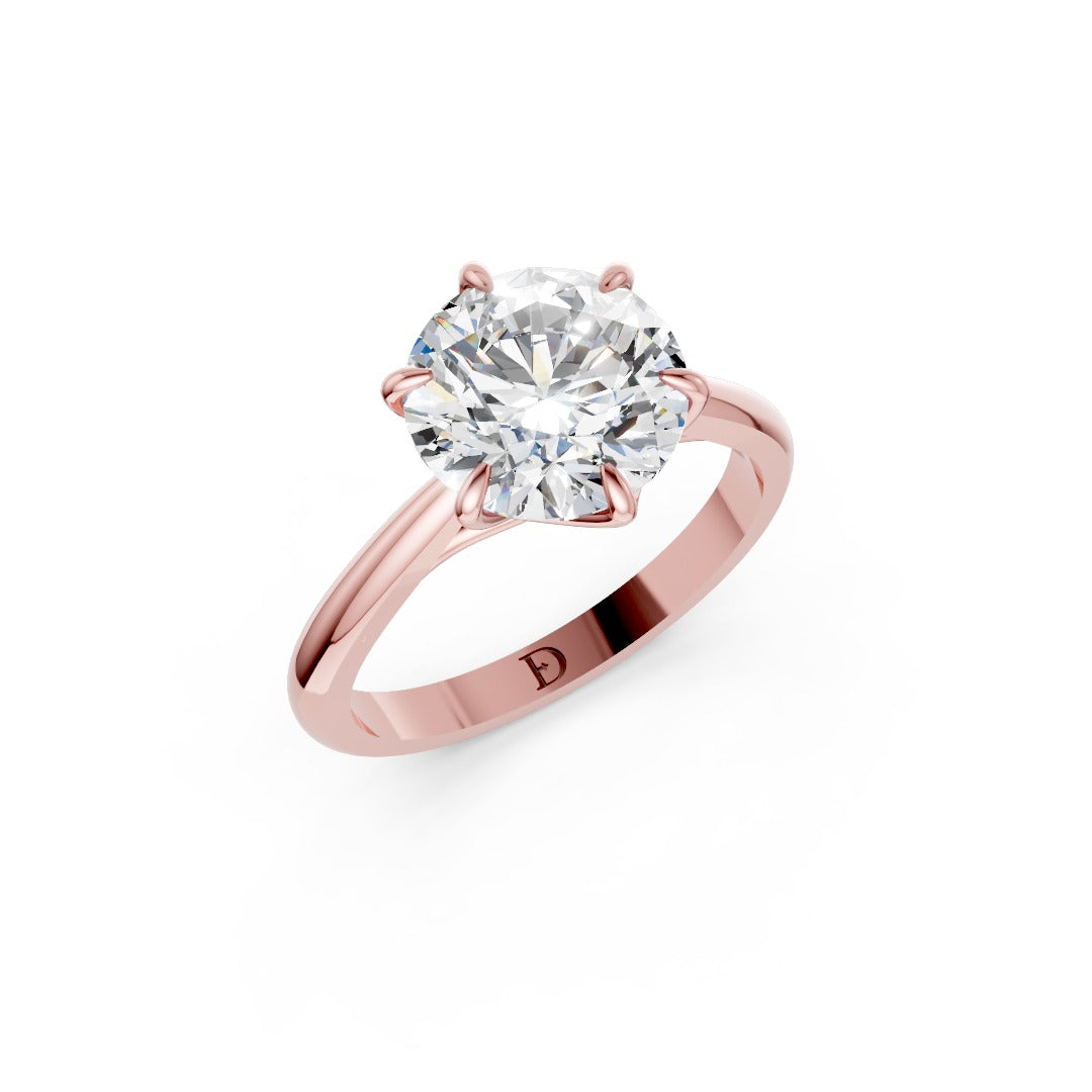 Round Cut Solitaire Cathedral Set Ring With Six Prong
