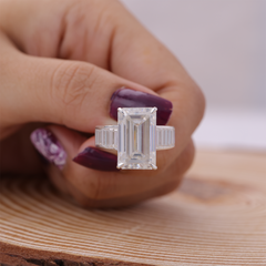 Emerald Cut Claw Prong Diamond Engagement Ring