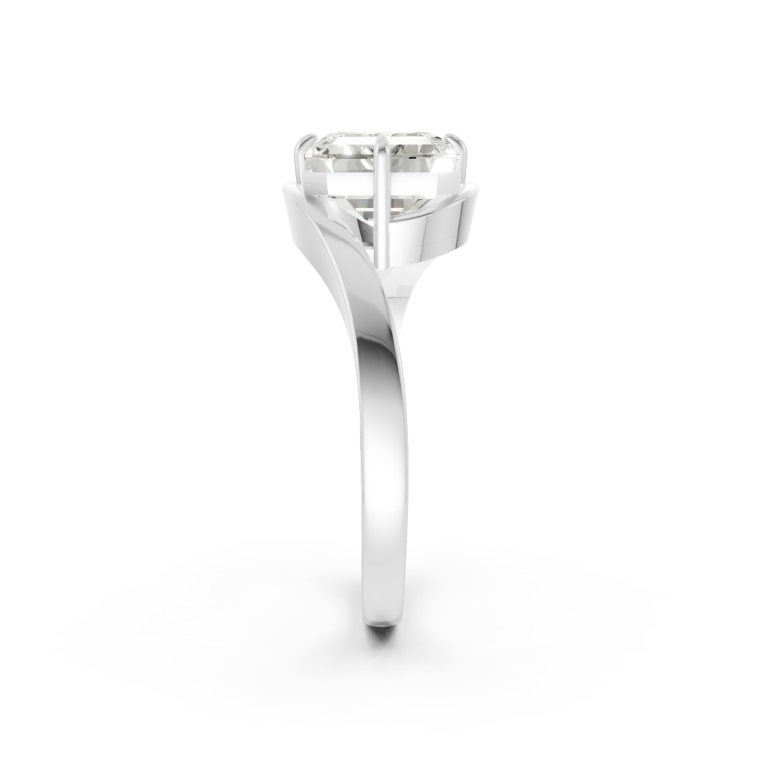 Emerald Diamond Bypass Shank Ring