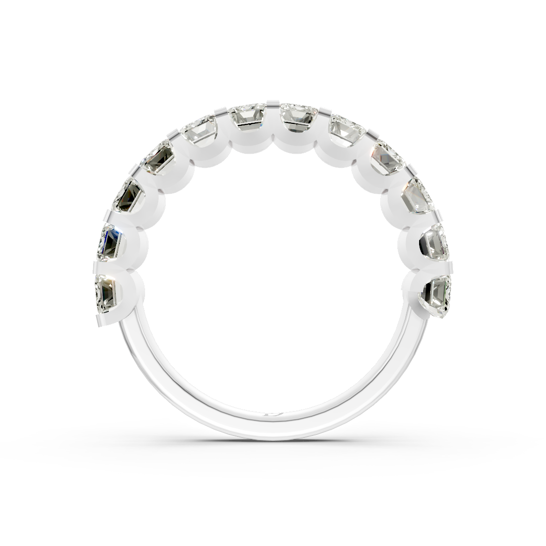 Emerald Diamond U Shaped Wedding Band