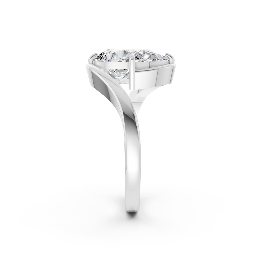 Pear Diamond Bypass Shank Ring